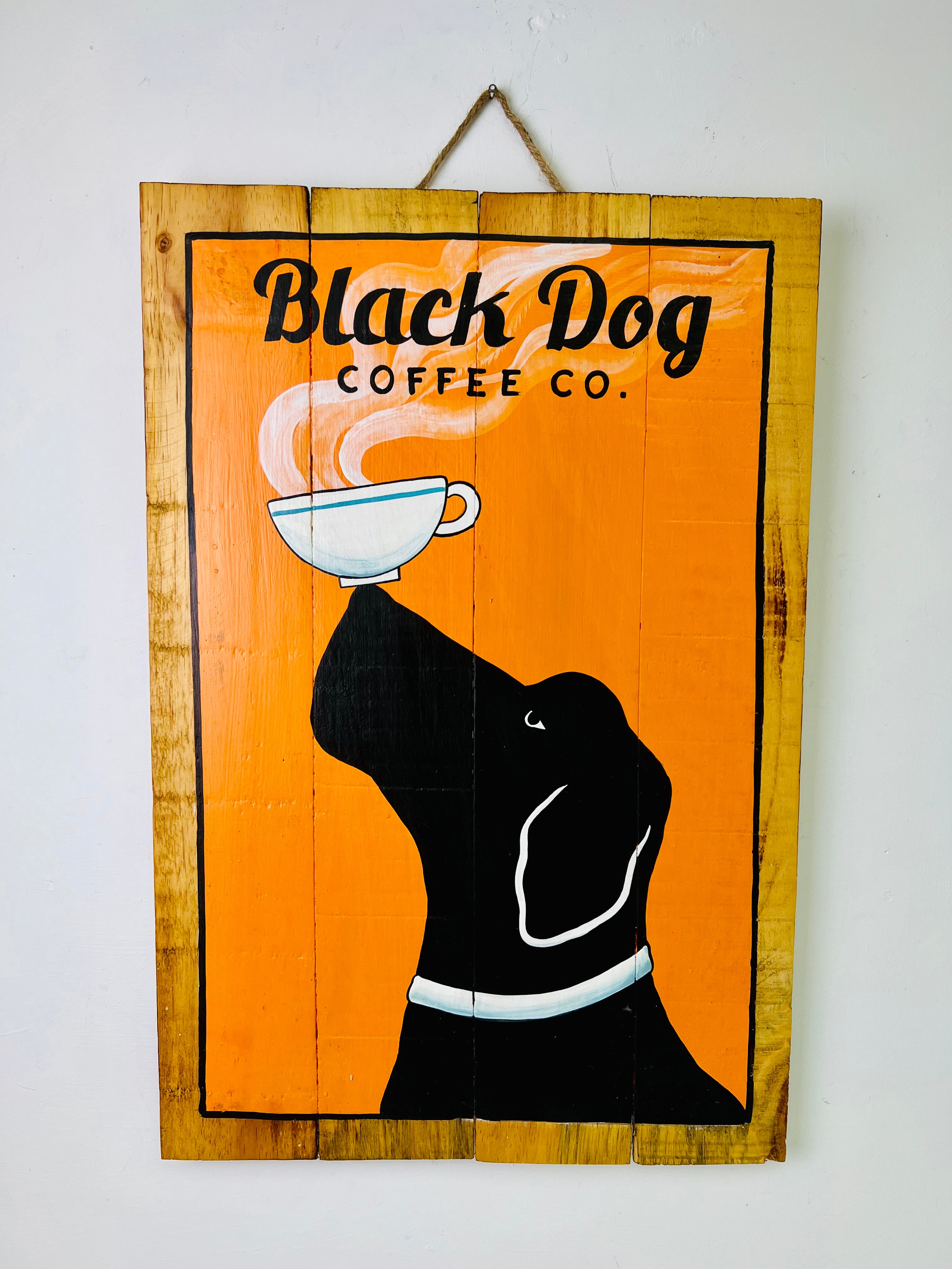 front view of wooden sign