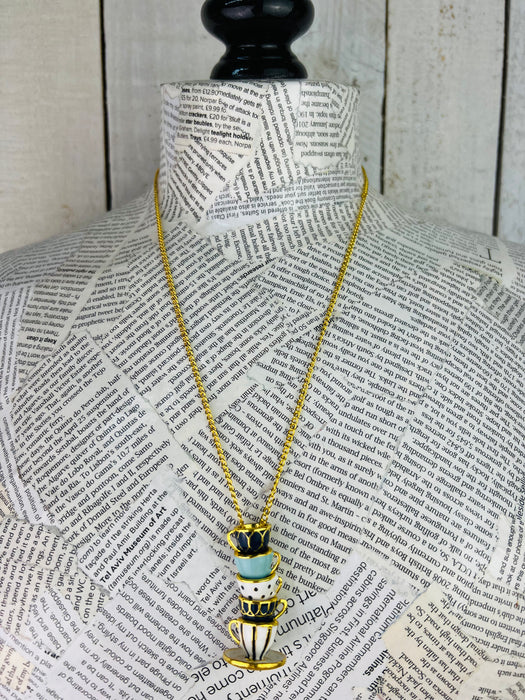 Tea Cup Necklace - Turquoise & Blue~ ALL JEWELLERY 3 FOR 2