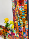 close up of mosaic square mirror