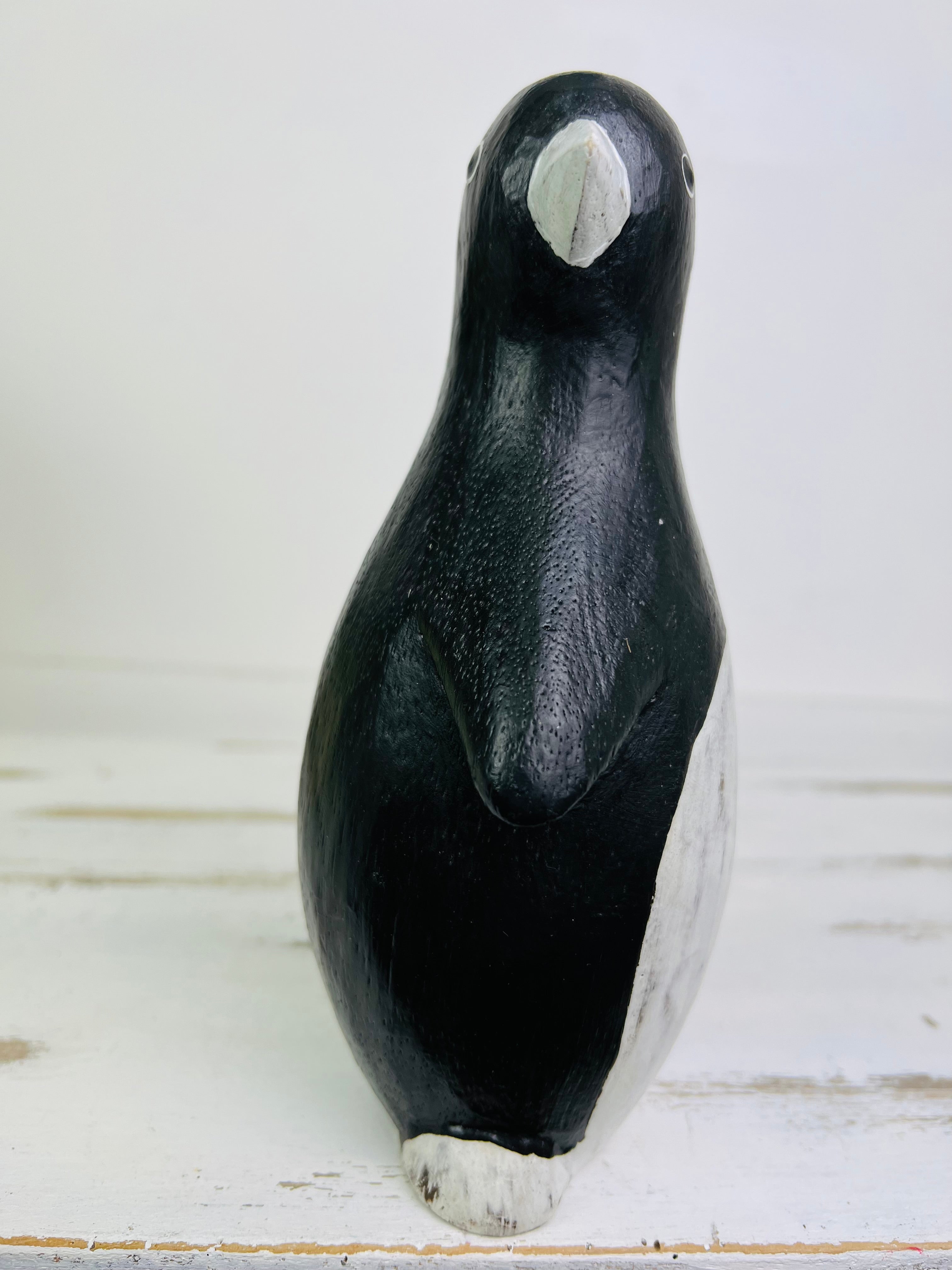 side view of wood penguin