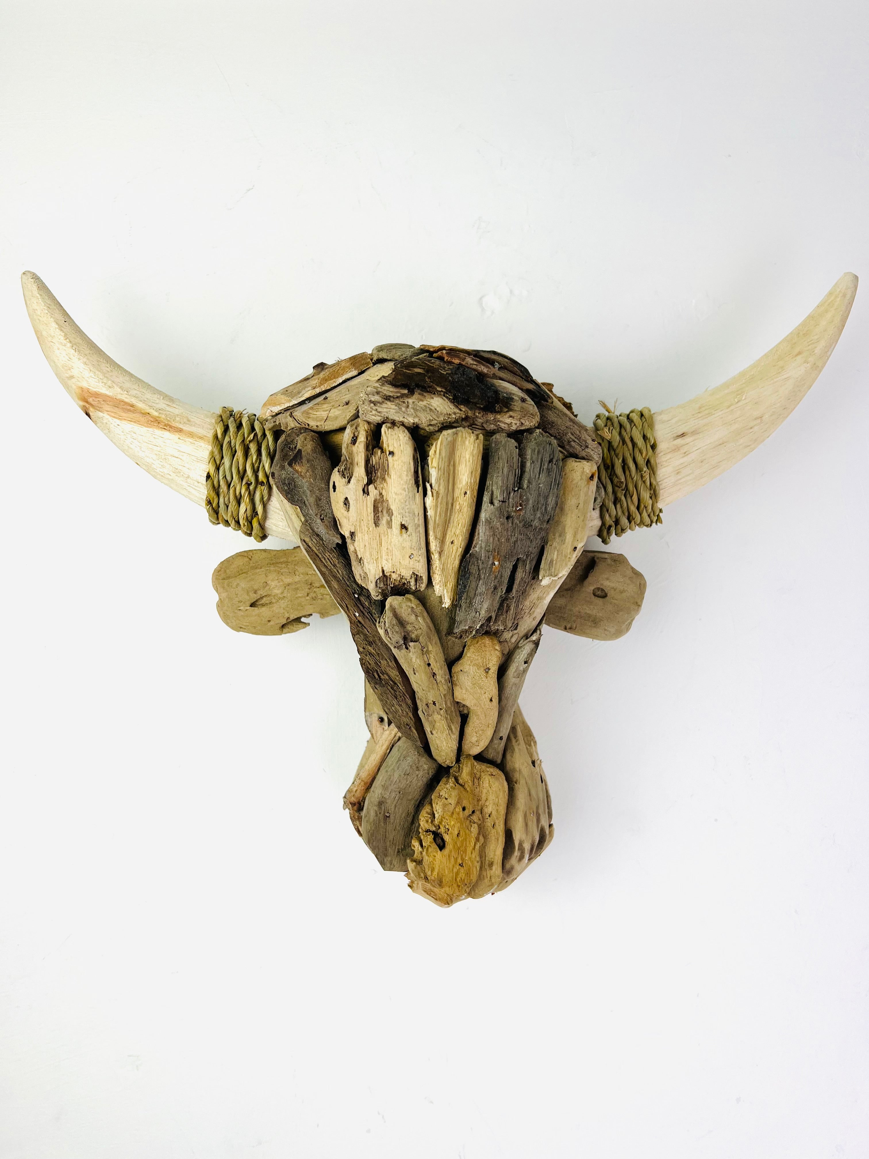 front view of driftwood bull head