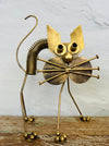 front close up of metal scaredy cat