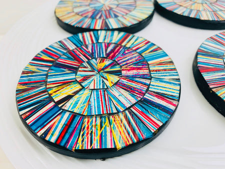 close up of mosaic coaster