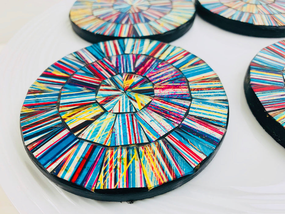 close up of mosaic coaster
