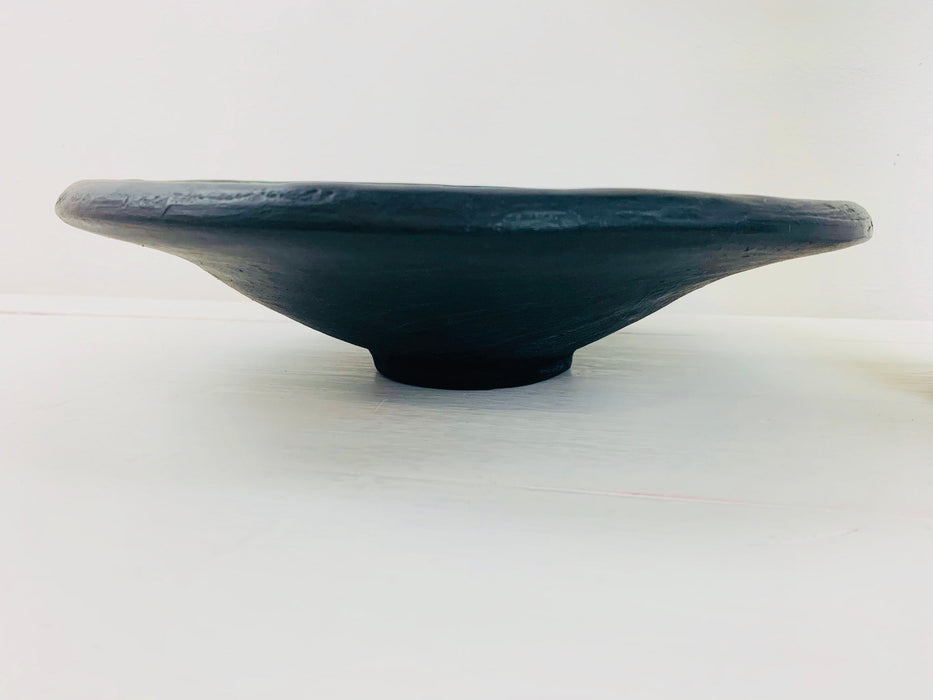 Side view of handmade mosaic Miami bowl showing terracotta base and glossy glass mosaic surface on white background.