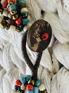 Close-up wooden button clasp
