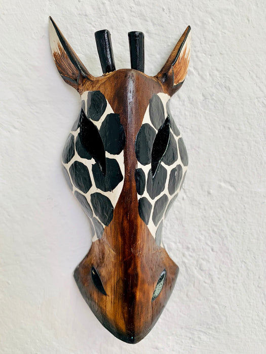 front view of zebra wood mask